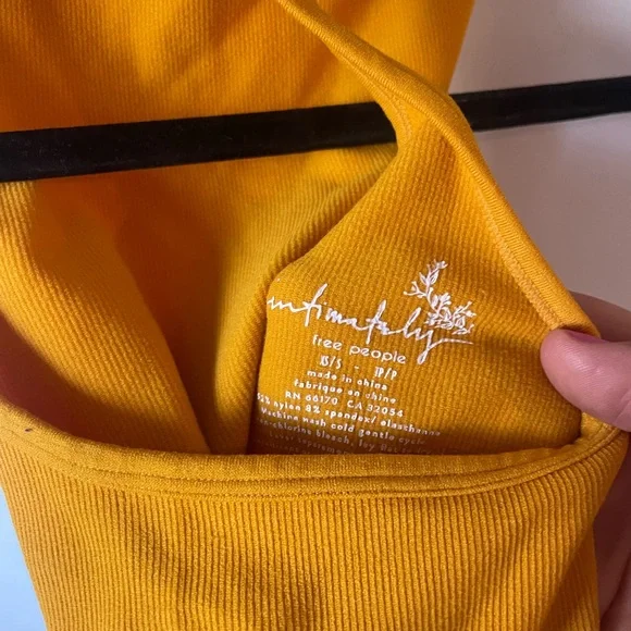 Free People Intimately Free XS Mustard Yellow High Neck Razor Back Crop Tank (J) - Picture 2 of 3